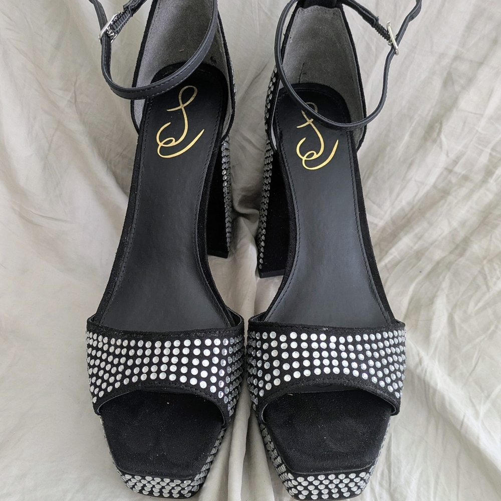 Sam Edelman Nellie Rhinestone Black Limited Edition Platform Heels Sandals 11 - Picture 4 of 9